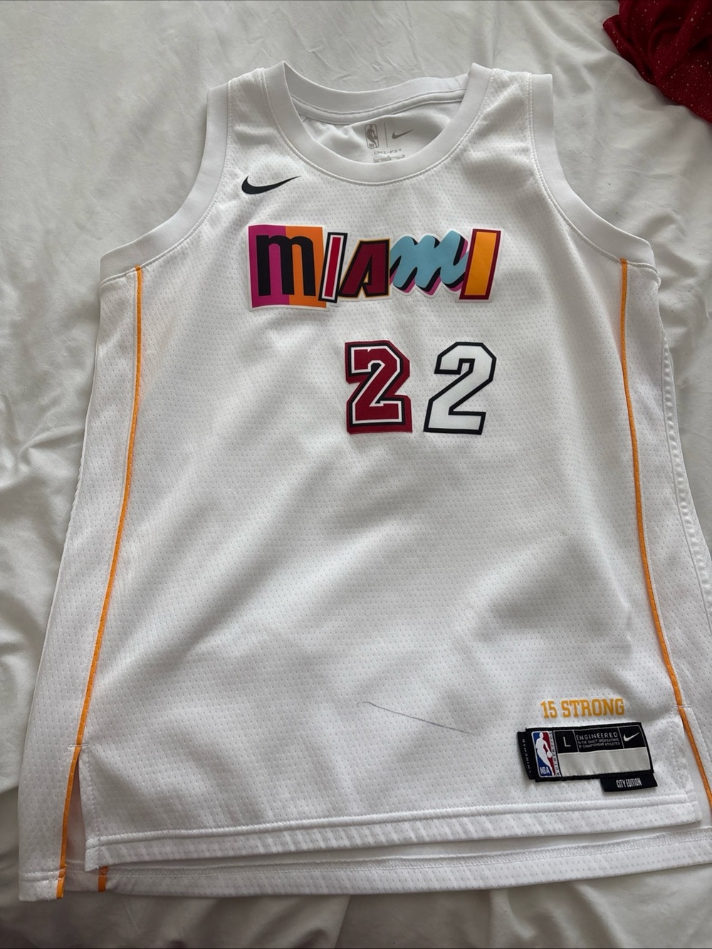 Nike White Miami Multicolor Kids Basketball Jersey - #22